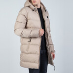 Darren Longline Hooded Puffer Jacket // Tan (XL)