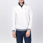 Dalton Striped Ends Half-Zip Sweater // Off-White (XL)