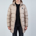 Darren Longline Hooded Puffer Jacket // Tan (2XL)