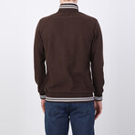 Weston Striped Ends Half-Zip Sweater // Brown (L)
