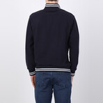 Maverick Striped Ends Half-Zip Sweater // Navy (L)