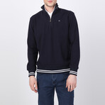 Maverick Striped Ends Half-Zip Sweater // Navy (S)
