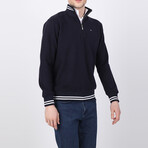 Maverick Striped Ends Half-Zip Sweater // Navy (XS)