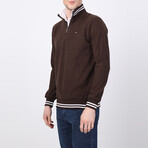 Weston Striped Ends Half-Zip Sweater // Brown (XL)