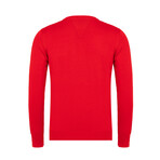 Callan V-Neck Pullover Sweater // Red (L)
