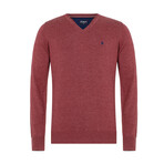 Evan V-Neck Pullover Sweater // Bordeaux (L)