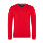 Callan V-Neck Pullover Sweater // Red (XL)