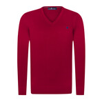 Nathan V-Neck Pullover Sweater // Bordeaux (L)