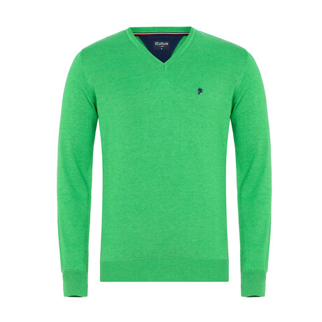 Danny V-Neck Pullover Sweater // Green (S)