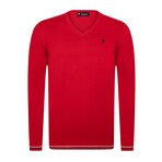 Jackson V-Neck Pullover Sweater // Red (M)