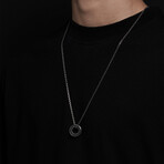 M.S Signature Pendant + Silver Bold Chain (19.7"L)