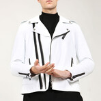 Zig Leather Jacket // White (L)