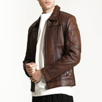 Vejetal Leather Jacket // Red (4XL)