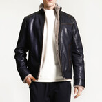 Jumbo Leather Jacket // Navy Blue (5XL)