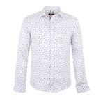 Cole Long Sleeve Button Up Shirt // White + Dark Blue (L)