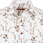 Harvey Long Sleeve Button Up Shirt // White + Camel (L)