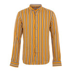 Alan Long Sleeve Button Up Shirt // Orange + Blue (M)