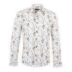 Harvey Long Sleeve Button Up Shirt // White + Camel (3XL)