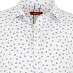 Cole Long Sleeve Button Up Shirt // White + Dark Blue (M)