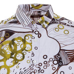 Clay Long Sleeve Button Up Shirt // Ecru + Brown (M)