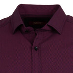 Grayson Long Sleeve Button Up Shirt // Dark Blue + Claret Red (L)