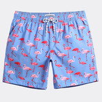 Michael7" Swim Trunks // Small Flamingo Print // Blue (XL)