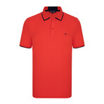Odessa Short Sleeve Polo Shirt // Red + Navy (L)