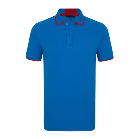 Rotterdam Short Sleeve Polo Shirt // Sax + Red (S)