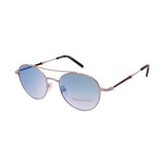 Unisex SF224SG-062 Round Tempered Glass Sunglasses // Shiny Palladium + Light Blue Gradient