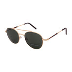 Unisex SF224SG-704 Round Tempered Glass Sunglasses // Shiny Gold + Brown