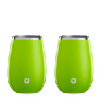 Insulated Stainless Steel Wine Glass // 8 oz // Set of 2 // White + Gold (Lime)