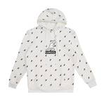 All Over Print Fleece Hoodie // Off White (L)