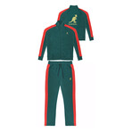French Terry Track Suit // Emerald + Red (M)