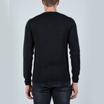 Solid V-Neck Pullover // Black (2XL)