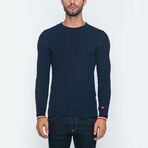 Clay Knit Pullover Sweater // Navy (L)