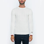 Solid Knit Pullover Sweater // Ecru (XL)