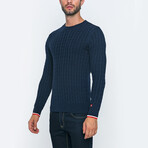 Clay Knit Pullover Sweater // Navy (L)
