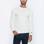 Solid Knit Pullover Sweater // Ecru (L)