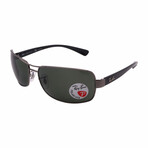 Men's RB3379-4-58 Square Polarized Sunglasses // Gunmetal + Green