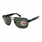 Men's RB3530-29A Square Polarized Sunglasses // Black + Green