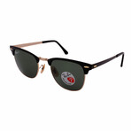 Ray-Ban Unisex RB3716-187 Clubmaster Polarized Sunglasses // Black + Gold + Green