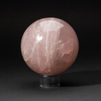 Genuine Polished Rose Quartz Sphere + Acrylic Display Stand // V5