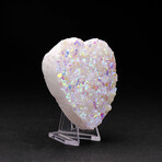 Genuine Angel Aura Crystal Cluster Heart + Acrylic Display Stand v.3