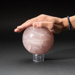 Genuine Polished Rose Quartz Sphere + Acrylic Display Stand // V5