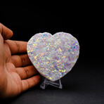 Genuine Angel Aura Crystal Cluster Heart + Acrylic Display Stand v.3