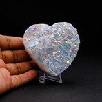 Genuine Angel Aura Crystal Cluster Heart + Acrylic Display Stand v.1