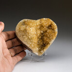 Genuine Citrine Crystal Cluster Heart + Acrylic Display Stand v.2