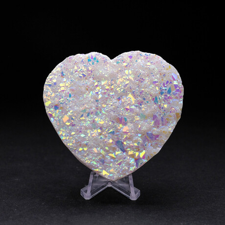 Genuine Angel Aura Crystal Cluster Heart + Acrylic Display Stand v.3