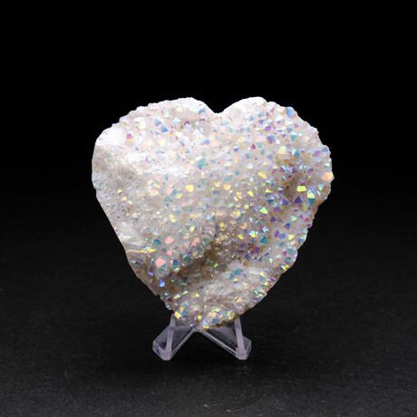 Genuine Angel Aura Crystal Cluster Heart + Acrylic Display Stand v.2