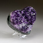 Genuine Amethyst Crystal Cluster Heart + Acrylic Display Stand